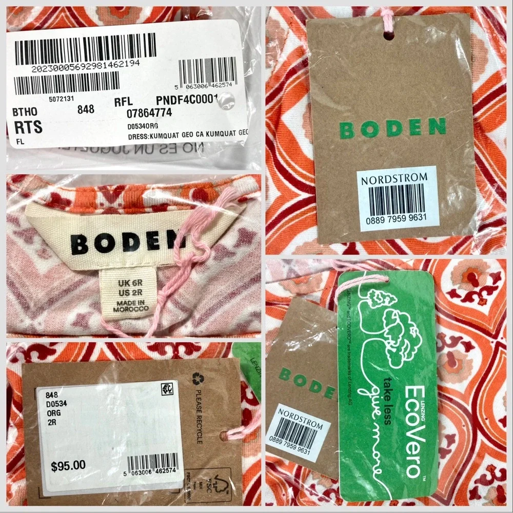 *SOLD* Boden Knot Detail Jersey Mini Dress Geo Cascade Size 2 - Picture 12 of 12